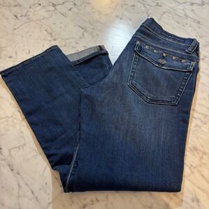 Rock & Republic Kendall Straight Leg Dark Wash Studded Flap Pocket Jeans Size 6